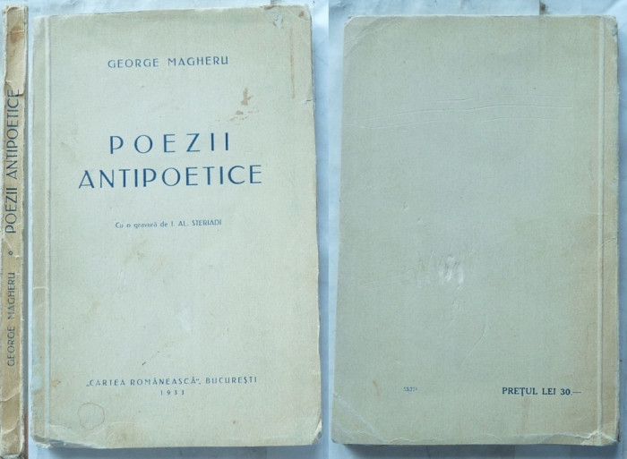 George Magheru , Poezii antipoetice ,1933 , gravura Steriadi , tiraj 500 ex.