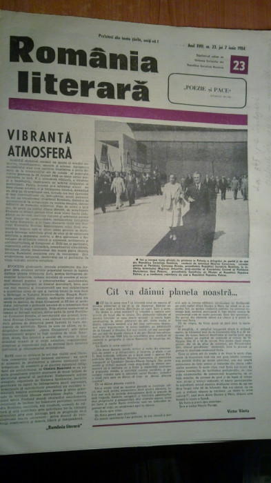 ziarul romania literara 7 iunie 1984 (vizita familiei ceausescu in polonia )