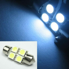 Bec auto C5W 31mm 4x SMD5050 LED Alb Pur, Albastru, Rosu foto