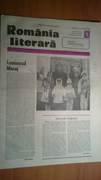 romania literara 5 ianuarie 1984 -anul nou si ziua de nastere a elenei ceausescu