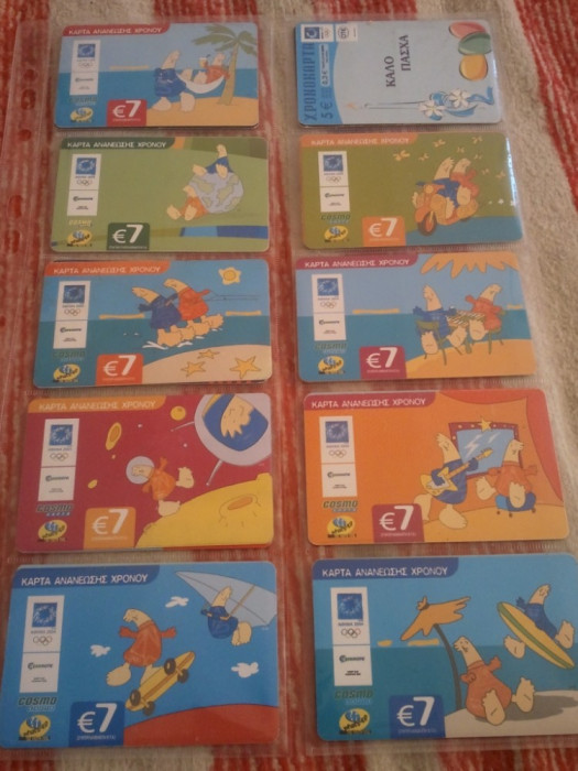 Lot 20 cartele telefonice Grecia Kapta + folie de plastic + taxele postale = 30 roni
