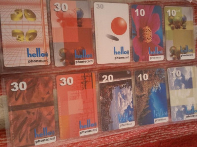 Lot 20 cartele telefonice Elvetia Hello + folie de plastic + taxele postale = 30 roni foto