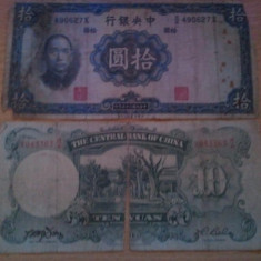 China 10 yuan 1936, circulata, 30 roni