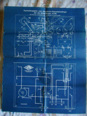 Afis pliant plan de radio Verdrahtungsplan zum Dreirohren Reinartzempfanger din revista germana Radio Amateur, mai 1930 foto