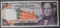 Venezuela 50 Bolivares 1977 P 54d aUNC ( CARACAS sub numele bancii, varianta mai rara ! ) foto