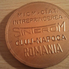 Medalie Intreprinderea Sinterom Cluj-Napoca, 38,78 grame, 40 roni + 10 roni taxele postale = 50 roni