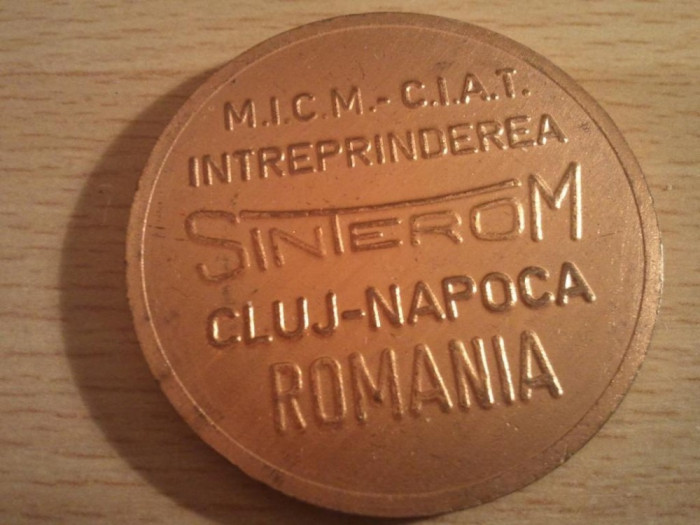 Medalie Intreprinderea Sinterom Cluj-Napoca, 38,78 grame, 40 roni + 10 roni taxele postale = 50 roni