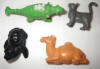 4 Figurine mici din plastic, animalute testoasa, camila, pisica, dinozaur