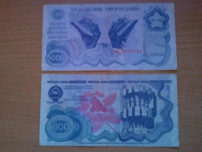 Iugoslavia 500.000 dinari 1989, circulata, 20 roni, singurul exemplar de pe okazii foto