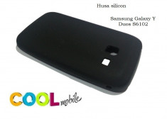 TRANSPORT GRATUIT!!! - SET - Husa silicon neagra Samsung Galaxy Y duos S6102 + Folie protectie + Laveta Microfibre foto