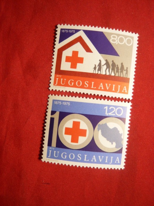 Serie 100 Ani Crucea Rosie Yugoslavia 1975 , 2 val.