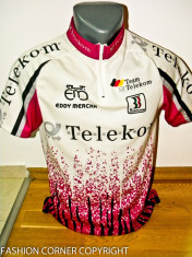 TRICOU CICLISM DE COLECTIE RARITATE TEAM TELEKOM EDDY MERCKX MARIME S-M ROZ CU ALB STARE BUN FOLOSIT POZE DETALIATE IN DESCRIERE foto