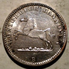 E.393 GERMANIA HANNOVER 1 GROSCHEN 1859 B XF/AUNC ARGINT 2,2g