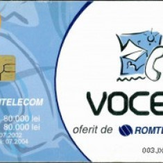 Cartela telefonica Romtelecom, Voces, tiraj 1.450.000 exemplare, circulate, 1 ron, 6 bucati