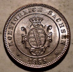 E.388 GERMANIA SAXONIA SAXONY 1 NEU GROSCHEN 1865 B AUNC ARGINT 2g
