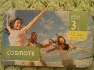 Cartela telefonica Cosmote 3 euro, UZATA !!!, 1 ron foto