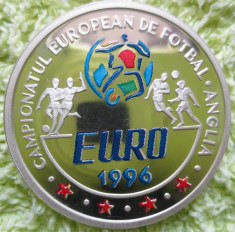 * Moneda 100 lei 1996- color - 1500 buc -Campionatul European de Fotbal EURO &amp;#039;96 - argint proof foto