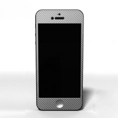 Folie carbon full body fata spate + laterale Apple iPhone 5 5S Silver foto