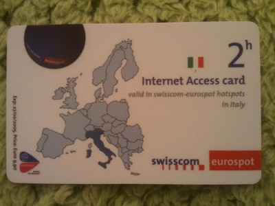 Cartela Elvetia Internet Acces Card, 5 roni foto