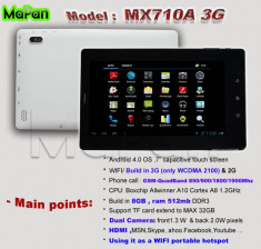 ***PROMOTIE*** TABLETA TELEFON 7&amp;quot; MaiPad MX710A ALLWINNER A10 1.2Ghz ANDROID 4.0 8GB 3G BLUETOOTH GSM 512MB HDMI 3D WIFI - GARANTIE foto