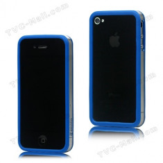 bumper albastru transparent iphone 4 4s + folie ecran si cblu date foto