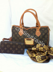 SET MODEL CLASIC LOUIS VUITTON-GEANTA SI PORTOFEL- ESARFA CADOU- TRANSPORT GRATUIT foto