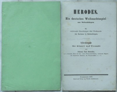 Carl Schuller , Irozii ; Un joc german de Crăciun din Ardeal , Sibiu , 1859 foto