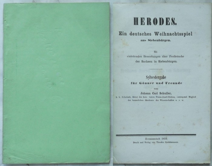 Carl Schuller, Irozii; Un joc german de Crăciun din Ardeal, Sibiu, 1859