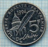 394 MONEDA - FRANTA - 5 FRANS -anul 1994 (POETUL VOLTAIRE) -starea care se vede