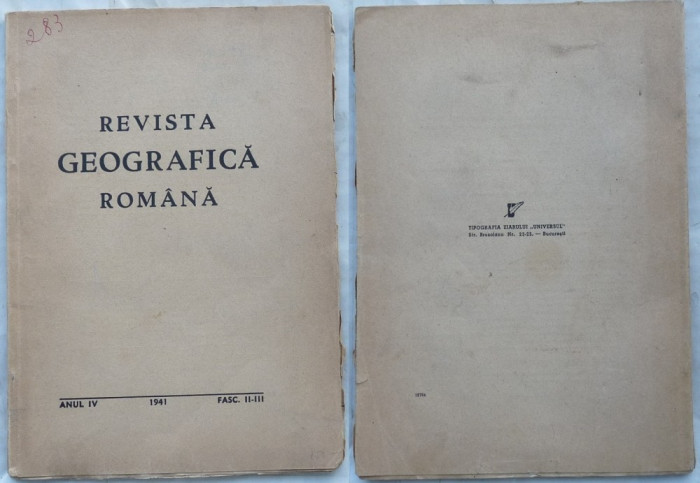 Revista geografica romana , 1941 , an complet , 208 pagini , stare foarte buna