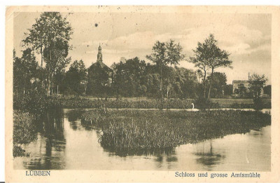 CPI (B2488) GERMANIA, LUBBEN. SCHLOSS UND GROSSE AMTSMUHLE, EDITURA KUNSTVERLAG MAGNUS BRUNKHORST, LUBBEN, CIRCULATA 25.12.1910, STAMPILE, TIMBRE foto