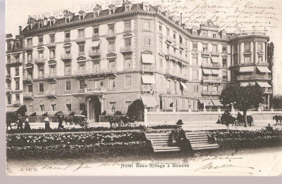 CPI (B2494) GENEVE, HOTEL BEAU RIVAGE A GENEVE, CIRCULATA 30.12. 1905, STAMPILE, TIMBRU foto