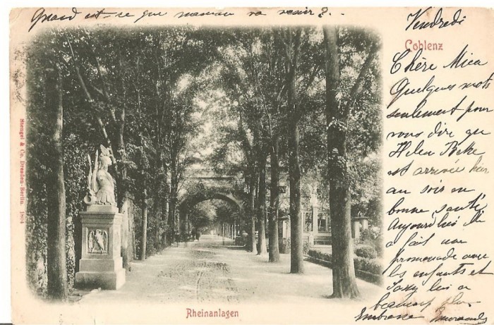 CPI (B2484) RHEINANLAGEN, COBLENZ, EDITURA STENGEL&amp;amp;amp;Co. DRESDEN - BERLIN. 1804, CIRCULATA, STAMPILA