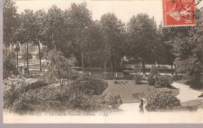 CPI (B2510) FRANTA, VICHY, UN COIN DU PARC DES CELESTINS, CIRCULATA, STAMPILE, TIMBRU foto