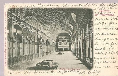 CPI (B2492) FRANTA, CHATEAU DE PIERREFONDS, SALLE DE PREUSES, EDITURA P.S. a D. ERIKA, CIRCULATA 29.12. 1902, STAMPILE, TIMBRU foto