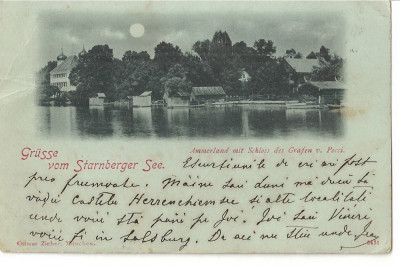 CPI (B2481) GERMANIA. GRUSS vom STARNBERGER SEE. AMMERLAND mit SCHLOSS des GRAFEN v. POCCI, EDITURA OTTMAR ZIEHER, MUNCHEN, CIRCULATA , STAMPILE foto