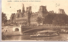 CPI (B2490) FRANTA, PARIS. L&amp;#039;HOTEL DE VILLE ET LE PONT D&amp;#039;ARCOLE, CIRCULATA 21.11.1913, STAMPILA, TIMBRE foto