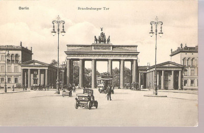 CPI (B2497) GERMANIA, BERLIN, BRANDENBURGER TOR ( POARTA BRANDENBURG ), EDITURA VERLAG GUSTAV MANDEL, SCRISA SI NECIRCULATA, DATATA 191O, foto