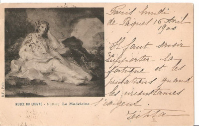 CPI (B2479) FRANTA, MUSEE DU LOUVRE - NATTIER. LA MADELEINE, CIRCULATA 16. APRILIE. 1900, STAMPILE foto