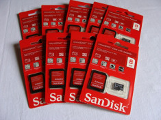 CARD DE MEMORIE MICRO SD 8GB + ADAPTOR SD MARCA SANDISK NOU / SIGILAT foto