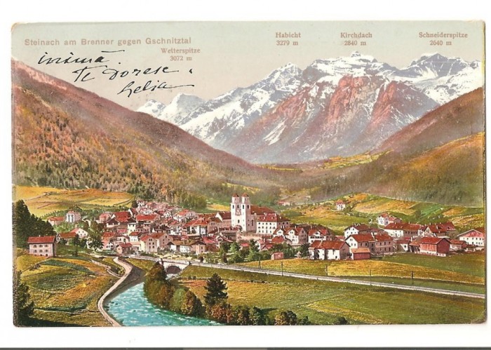 CPI (B2512) AUSTRIA, STEINACH am BRENNER GEGEN GSCHNITZTAL, EDITURA EIGEATUM VERLAG K. REDLICH, INNSBRUCK, CIRCULATA 31.AUG. 1912, STAMPILA, TIMBRU