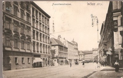 CPI (B2528) AUSTRIA, WIEN, VIENA, FAVORITENSTRASSE, EDITURA P. LEDERMANN, CIRCULATA 25. IX. 1913, STAMPILA, TIMBRU foto
