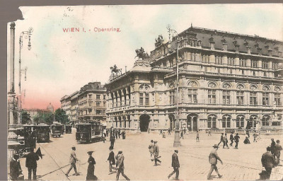 CPI (B2532) AUSTRIA, WIEN, VIENA, OPERNRING, EDITURA BRUDER TIMAR, CIRCULATA IAN. 1911, STAMPILE foto