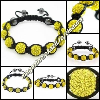 BRATARA SHAMBALLA CITRINE +CUTIE CADOU 9 BILE CRISTALE GALBENE 4 MAGNETI HEMATIT foto