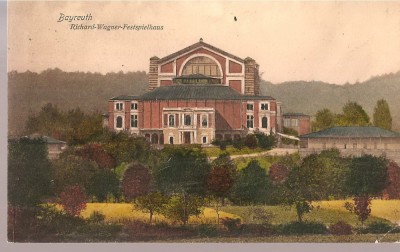 CPI (B2514) GERMANIA, BAYREUTH, RICHARD - WAGNER - FESTSPIELHAUS, EDITURA VERLAG v HUGO ROTHMAIER, CIRCULATA 7.AUG. 1912, STAMPILA, TIMBRU foto