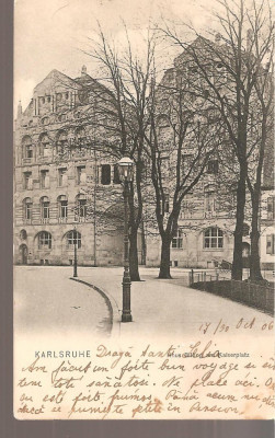 CPI (B2549) GERMANIA. KARLSRUHE, HAUS BILLING am KAISERPLATZ, EDITURA POSTKARTENVERLAG, CIRCULATA 30.10. 1906, STAMPILE, TIMBRU foto