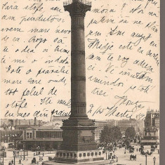 CPI (B2552) FRANTA. PARIS. LA COLONNE DE JUILLET, PLACE DE LA BASTILLE, CIRCULATA MARTIE 1912, STAMPILE, TIMBRU