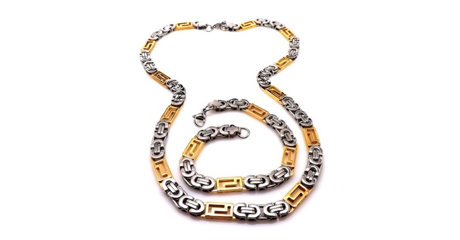 Set lant+bratar model VERSACE Meandros Placat cu Aur | arhiva Okazii.ro