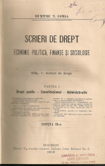 Dumitru N. Comsa - Scrieri de Drept ( partea I - Drept Public, Constitutional, Administrativ ) - 1913 foto