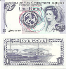 INSULA MAN- 1 POUND 1983-versiunea 2009- UNC!! foto